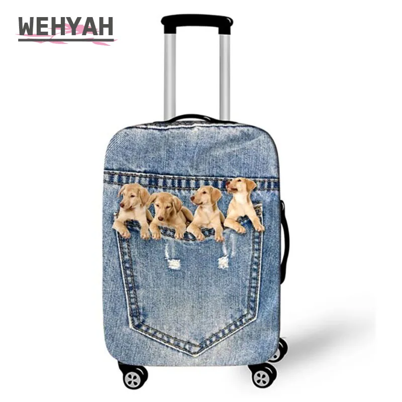 Wehyah Spandex Luggage Cover Suitcase Covers Travel Accessories Cute Printed Dog Cat Dust Cover 18''-32'' Protective Case ZY131