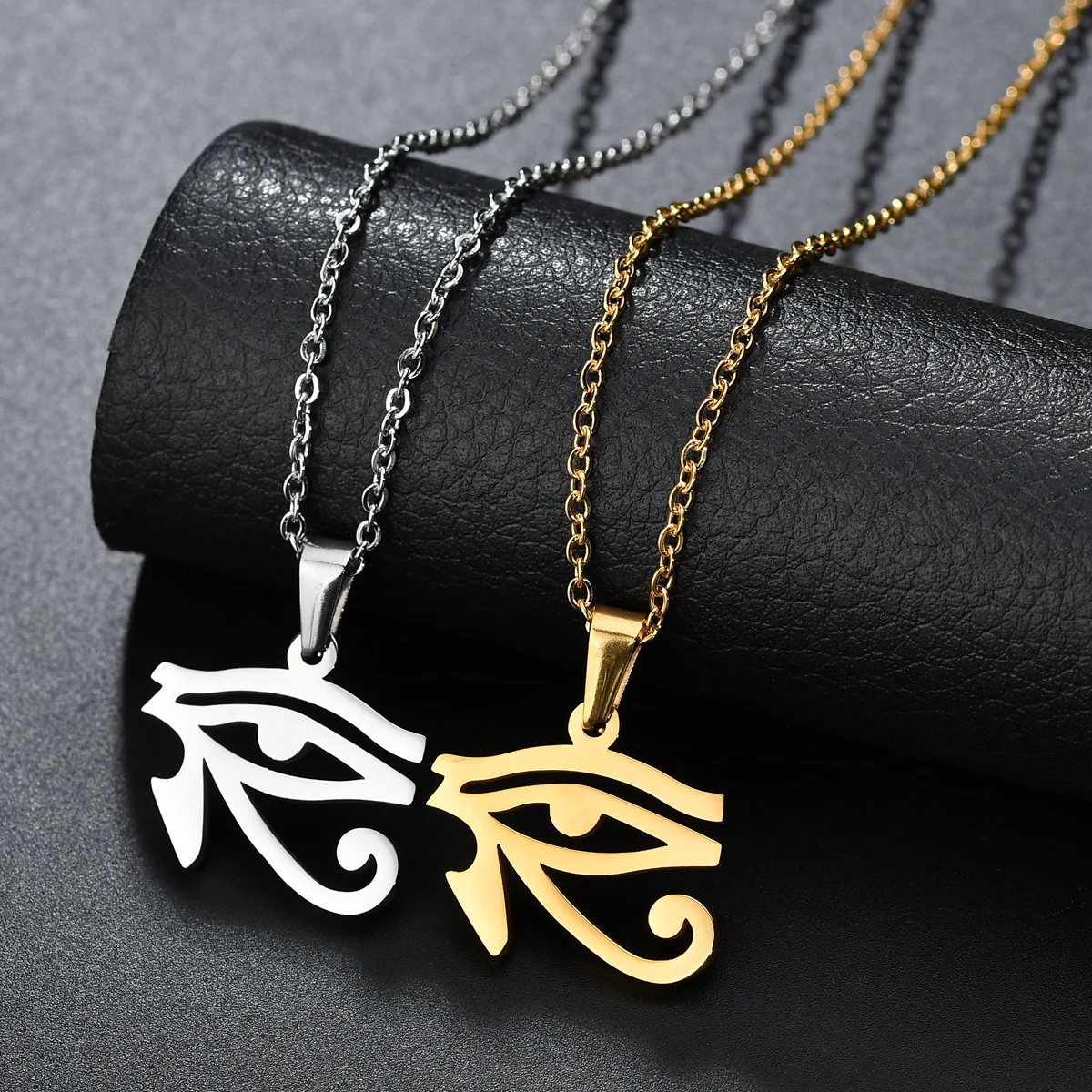 Egyptian Small Eye of Horus Pendant Wholesale Gold Silver Color Stainless Steel Amulet Necklace for Women Egypt Jewelry Gift