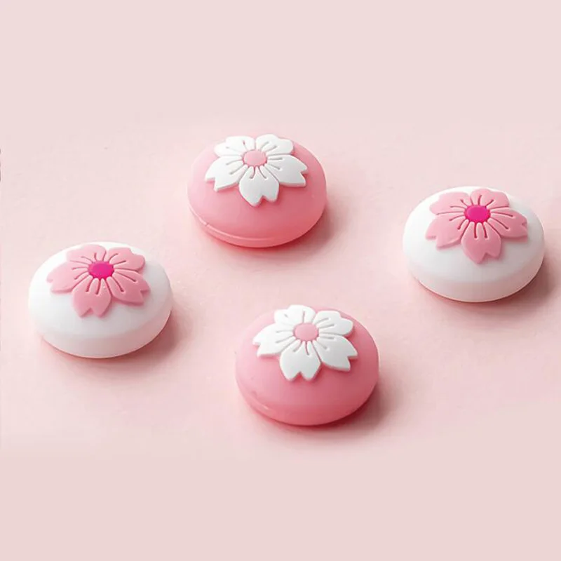 غطاء عصا التحكم ، لجهاز Nintendo Switch Lite ، بنمط زهرة وردية ، لوحدة التحكم Joy-con ، لطيف