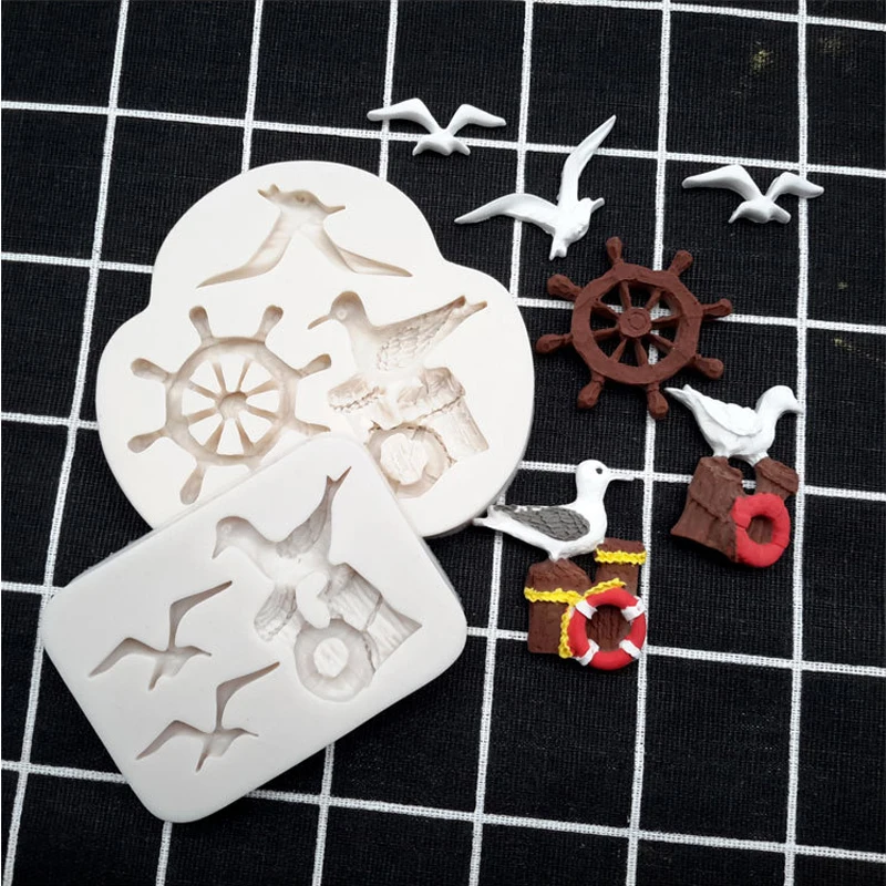 Seagull Boat Anchor Rudder Mould Silicone Mold Fondant Cake Decorating Tool Gumpaste Sugarcraft Chocolate Forms Bakeware Tools