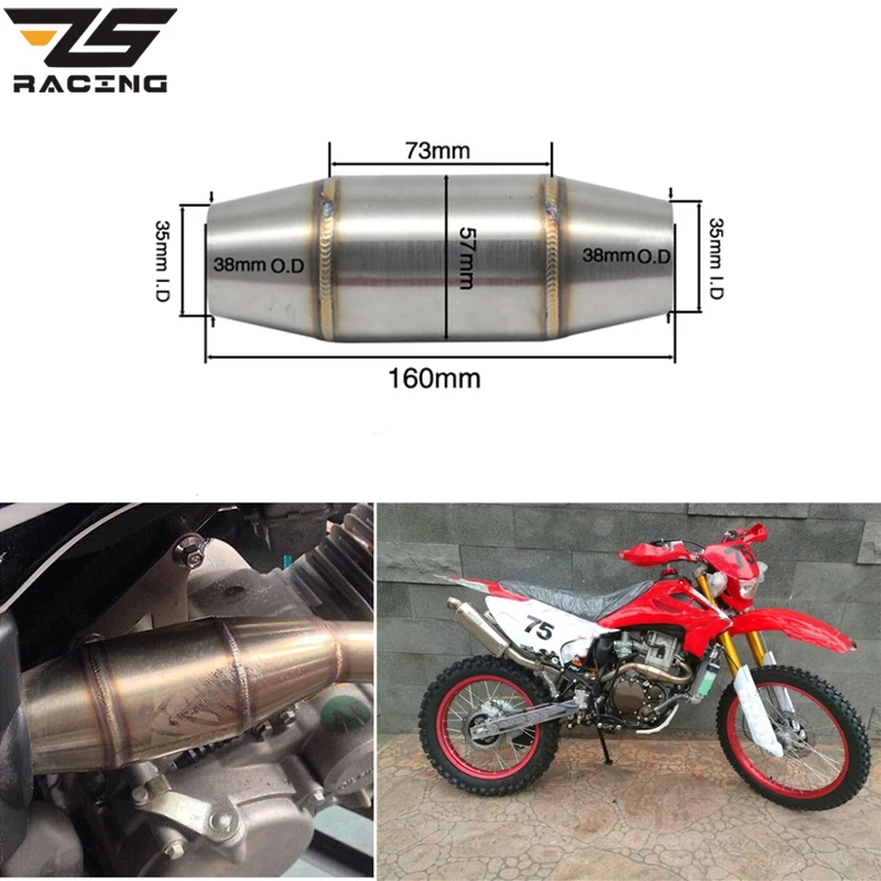 ZS Racing Motorcycle Exhaust Pipe 35MM Muffler Catalyst Expansion Chamber For CRF RMZ DRZ YZF KXF CRF WRF WR YZ Exhaust