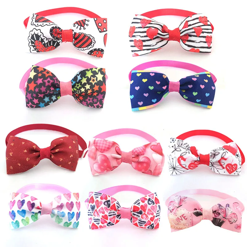 

50/100pcs Valentine's Day Pet Supplies Cute Heart Love Style Pet Cat Dog Collar Bowties Neckties Pet Holiday Grooming Products