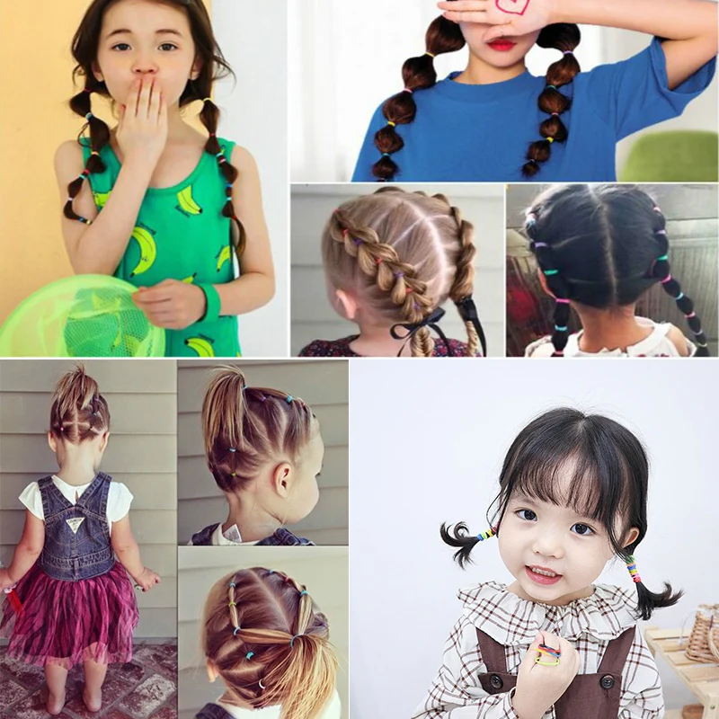 50/100 Pcs/Bag Children Baby Cute Colors Nylon Elastic Hair Bands Girls Sweet Ponytail Holder Rubber Bands Kids Hair Accessories