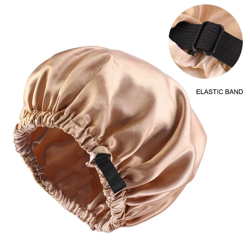 Bonnet de Nuit Rond en Satin Imitation Soie Ajustable pour Femme, Accessoire de Sommeil pour les Cheveux, Plat, Effet Invisible, Nouveauté