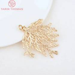 (1185)2PCS 48x53.5MM 24K Gold Color Brass Pine Leaf Shaped Charms Pendants High Quality Diy Jewelry Findings Accessories