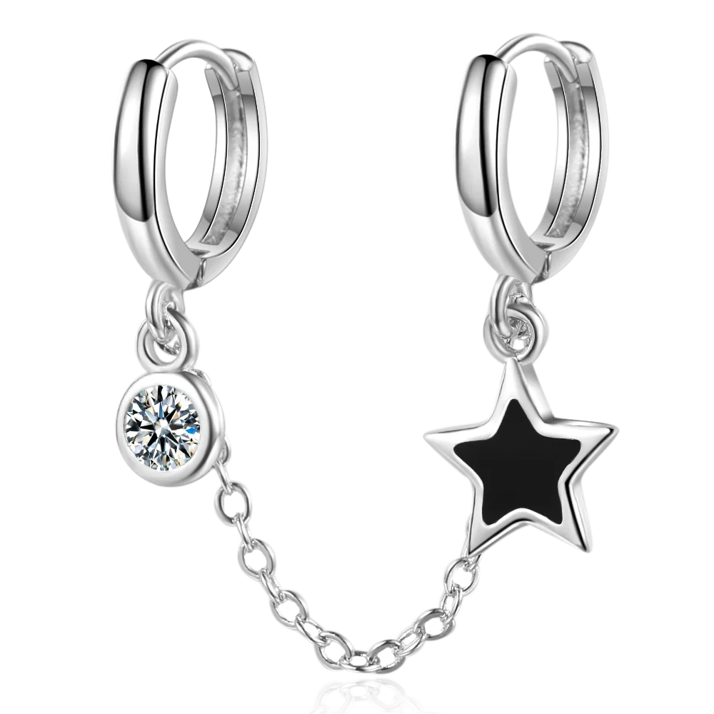 New 925 Sterling Silver Earrings Double Pierced Five-Pointed Star Earrings For Women Jewelry Gifts