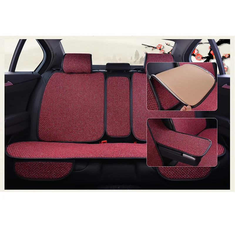 Back Rear Car Seat Cover Mat Artificial Linen Breathable Auto Seat Cushion Protector Universal fit Most Cars Truck Suv or Van