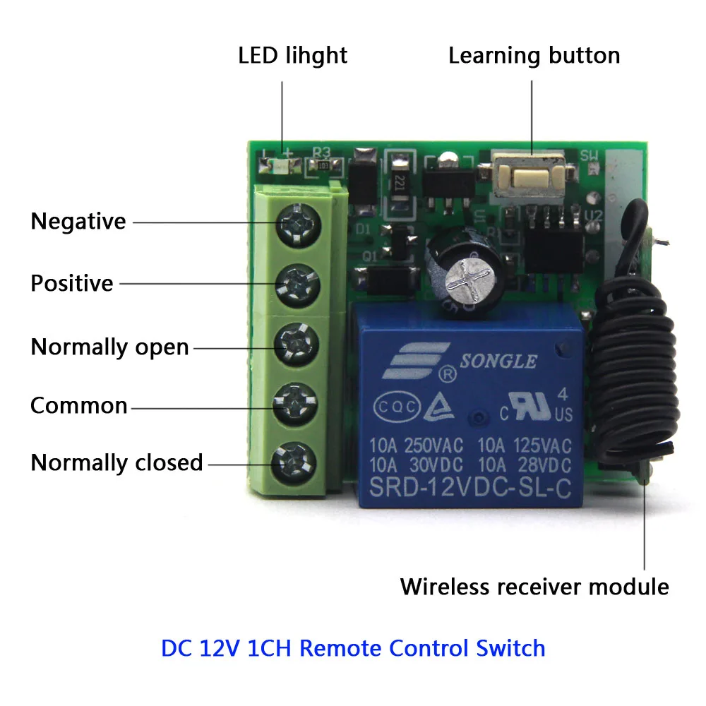 433Mhz Universal Wireless Remote Control Switch DC 12V 1 CH Channel Relay Receiver Module RF Transmitter 433Mhz Remote Controls