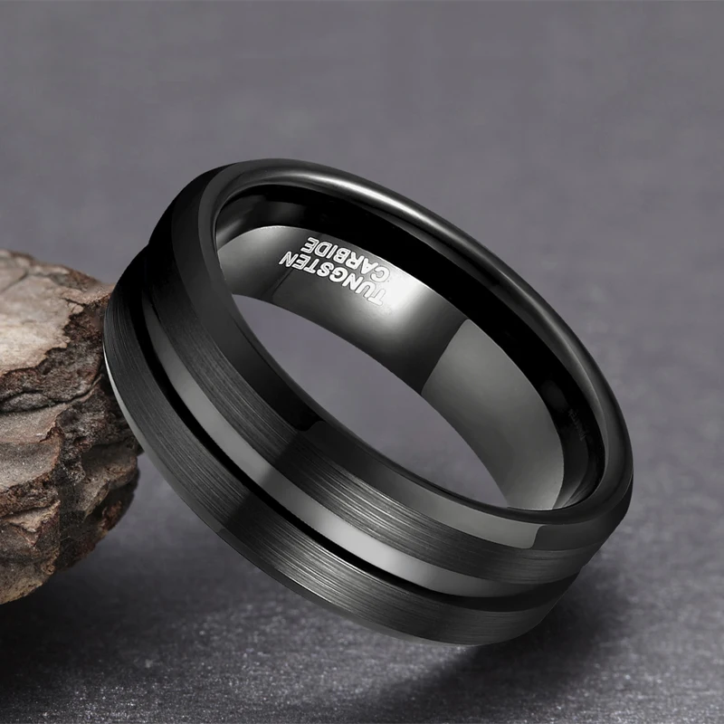 Tigrade Man Black Ring Fashion Jewelry Fashion Jewelry Tungsten Ring Wholesale Engraving Men\'s Rings Classic Wedding Rings