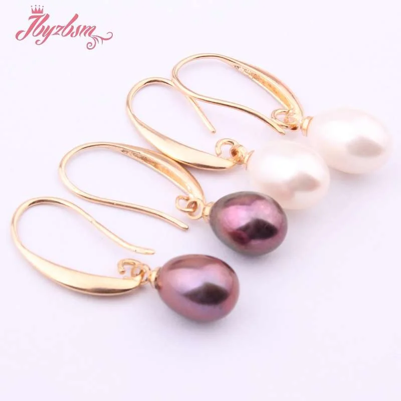 7x8-9x10mm Natural Oval Freshwater Pearl Gem Stone Tibetan Silver Dangle Hook Women Earrings For Woman Christmas Gift 1 Pair