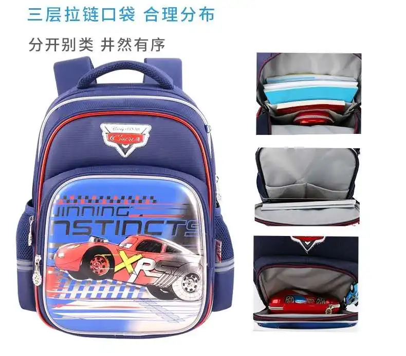 Disney LIGHTING MCQUEEN School Bags for Boys Primary Student shoulder Backpack Car Bag Gift Super Light Large Capacity Mochilars