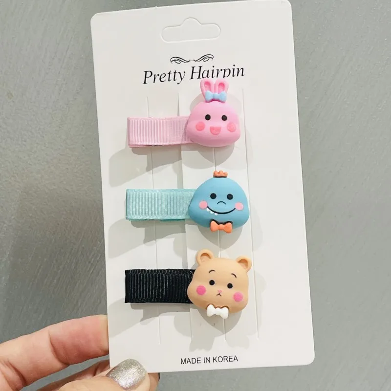 3Pcs/set Cotton Animals Rabbit Cat Elephant Hair Clips For Cute Girls Barrettes Safty Hairpins Headwear Kids Hair Accessories