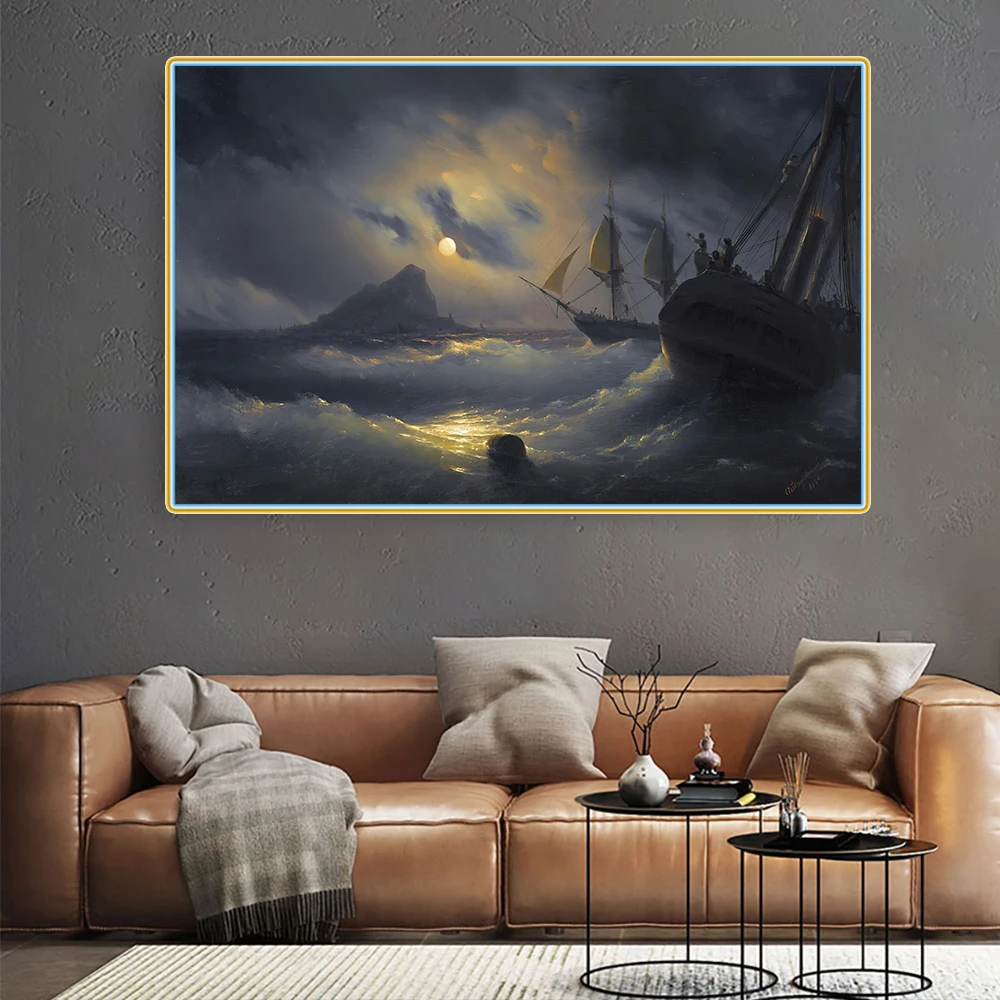 قماش النفط اللوحة للديكور المنزل ، طباعة ملصق ، صورة ، الحديثة جدار ديكور ، غرفة المعيشة ، شروق الشمس ليلا