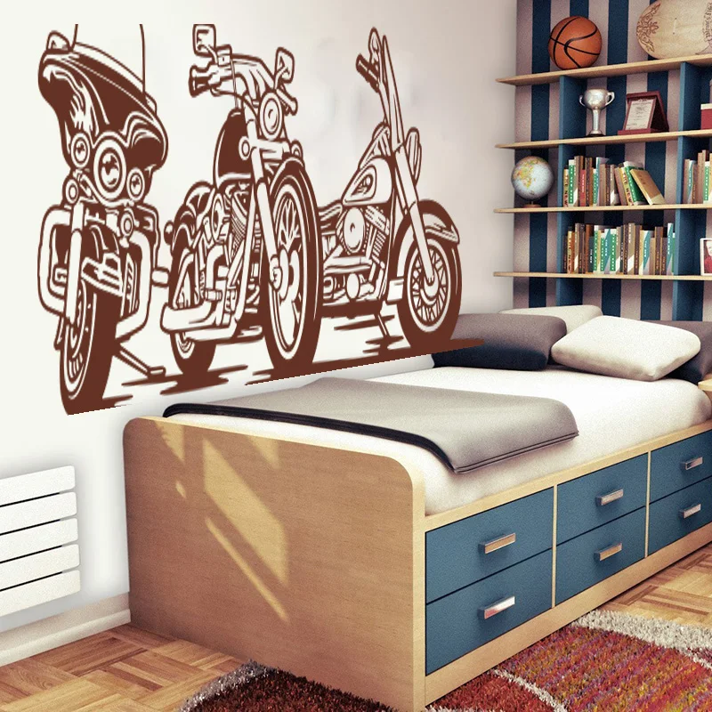 3Pcs Motorbike Scooter Harl ey David son Wall Sticker Playroom Kids Room Motorcycle Motor  Autobike Wall Decal Boyroom VInyl Dec