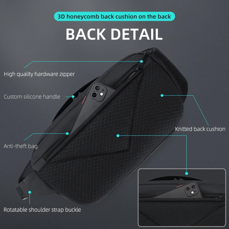 Fenruien 2021 New Crossbody Bag For Men Watertproof Male Shoulder Bag USB Charging Messenger Chest Bags Fit for 9.7 Inch iPad