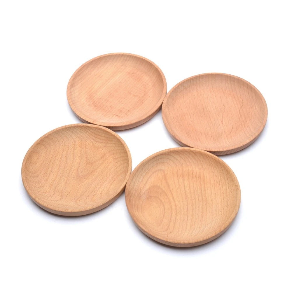 

Round Wooden Serving Tray, Eco-friendly, Reusable Snack Plate for Appetizers, Cheese, Sushi