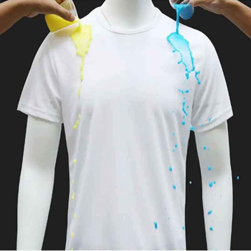 New Mens Breathable T-Shirt Summer Hydrophobic Waterproof Dirt Proof Tops T-shirt Stain Resistant Fabric Smart Minimalist Shirt