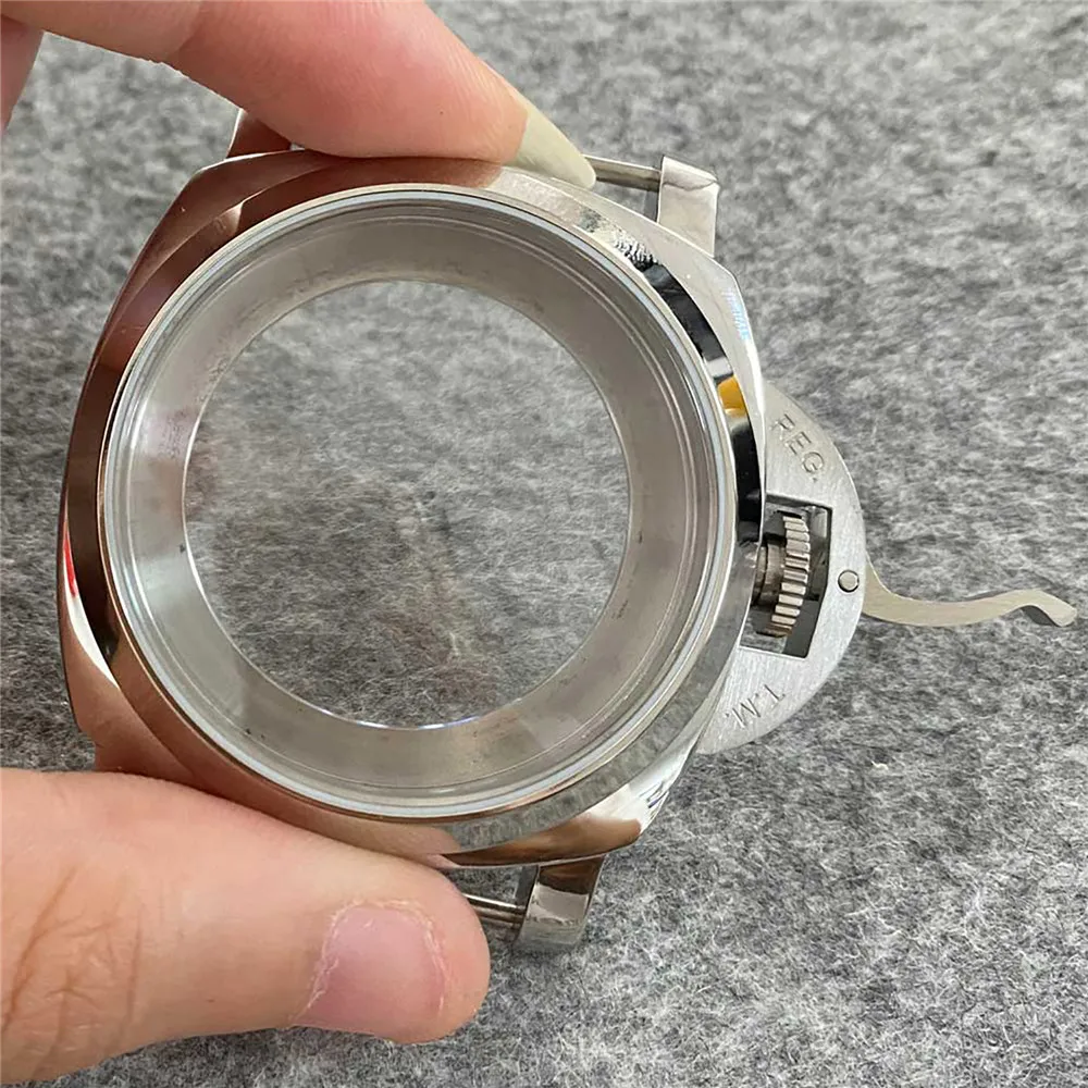 For ETA 6497/6498 Watch Cover 44mm 316 Stainless Steel Case Mineral Glass Mirror for ST3600 ST3620 series Mechanical Movement