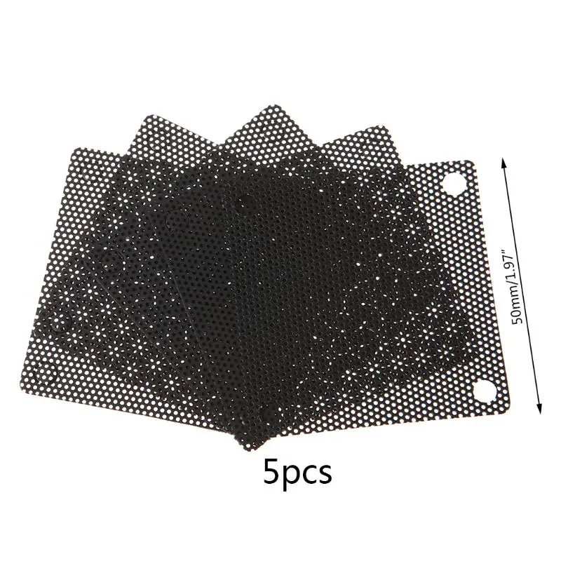 5PCS PVC Fan Dust Filter PC Dustproof Case Cuttable Computer Mesh Cover 50mm Mesh Black