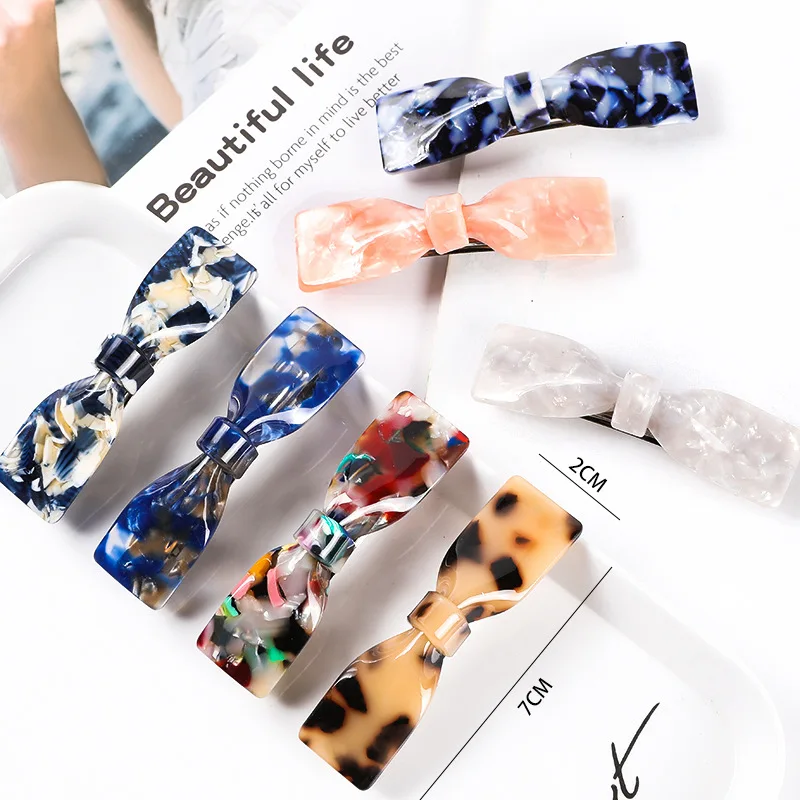 Fashion Hair Clips for Women Acetate Hair Clip Elegant Colorful Bow Hair Barrettes Girls Hair Accessories Hairclip 2021 New