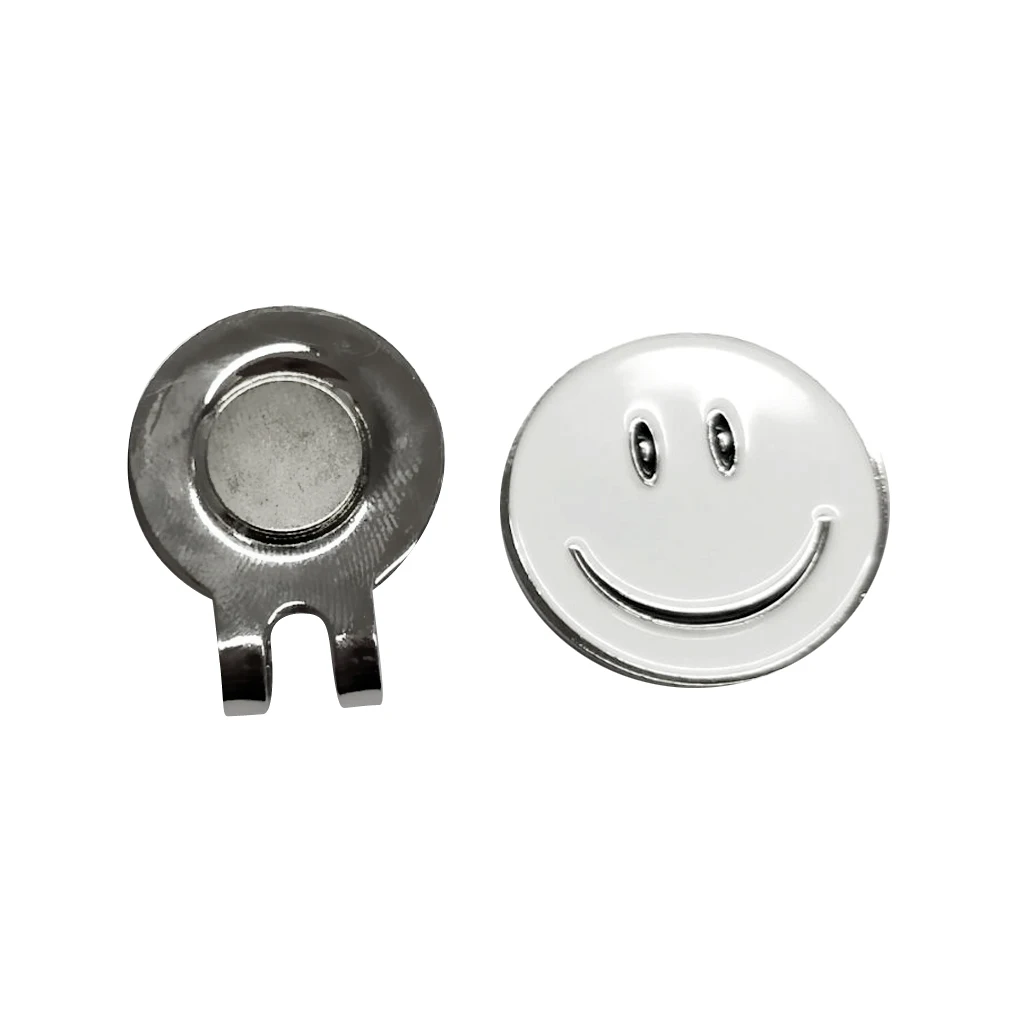 

Cute Smile Face Pattern Golf Ball Marker with Magnetic Golf Hat Clip, White