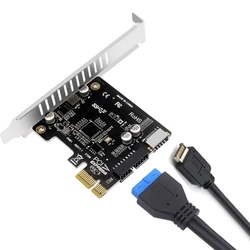 Pci-e para usb 3.0 cartão de expansão 5gpbs tipo e pci express cartão 19/20 pinos encabeçamento para tipo c adaptador de montagem do painel frontal