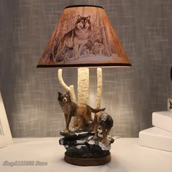 Modern Resin Wolf Table Lamps Animal Lamp Bedside Reading Desk Light for Living Room Bedroom Home Decor Led Stand Light Fixtures