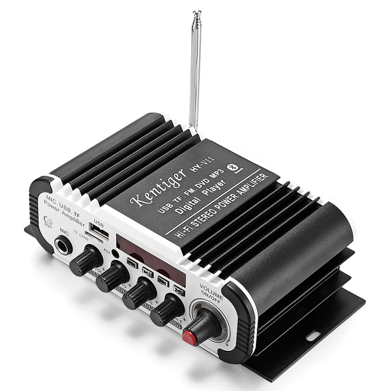 Kentiger Hy - V11 Bluetooth Amplifier 2-Channel Super Bass Audio Amplifier With Remote Controller Tf Usb Fm 85Db Mp3 Fm Radio