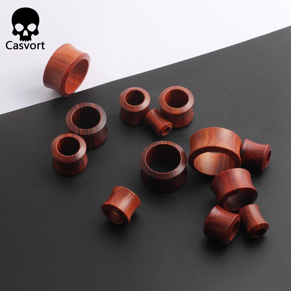 Casvort 2PCS Piercing Wood Ear Plugs Tunnels Body Jewelry Ear Gagues Fashion Women Men Expanders Earring Gift