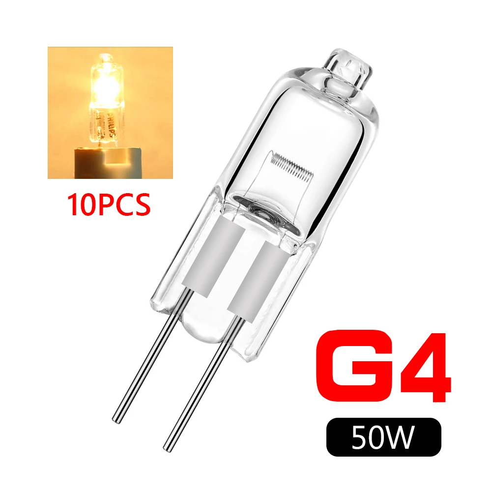 10pcs/lot Warm White 2900K Halogen Lamp Beads G4 12V 5W 10W 20W 35W 50W G4 Halogen Bulbs Light Globe Lot JC Bi-Pin LED Lamp