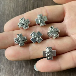 Ju Yuan 120pcs alloy metal cross perforated connector beads for jewelry making DIY bracelet necklace accessory material