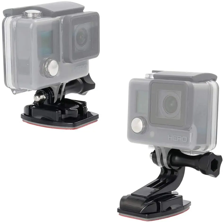 Action Camera Accessories, Adhesived Curved & Flat Mounts with Buckle, 1/4 Screw Thread with Thumb Screw, Compatible with Gopro