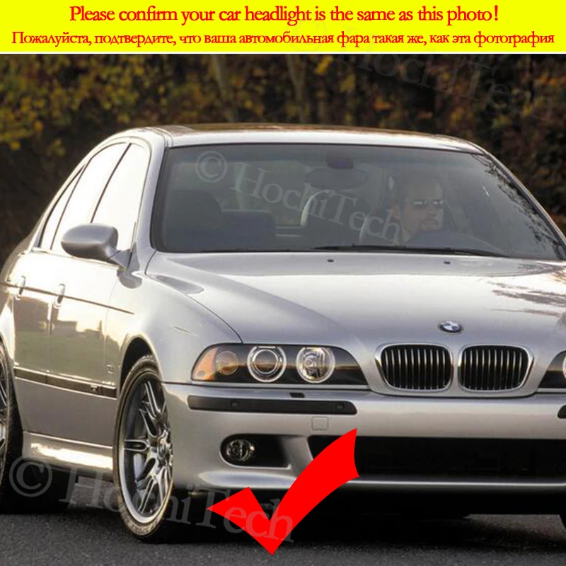 White and Amber LED Angel Eyes For BMW 5 series E39 OEM 2001 2002 2003 Car Lights Accessories  3D DTM LCI Style Acrylic