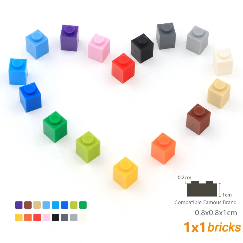 50pcs/lot DIY Blocks Building Bricks Thick 1X1 Educational Assemblage Construction Toys for Children Size Compatible With Brand