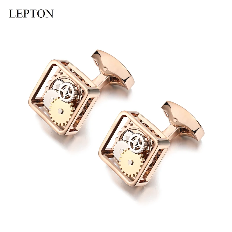 Hot Sales Square Steampunk Gear Cufflinks For Mens Lepton Watch Mechanism Gear Cuff links Men Shirt Cuffs Cufflink Drop Shipping