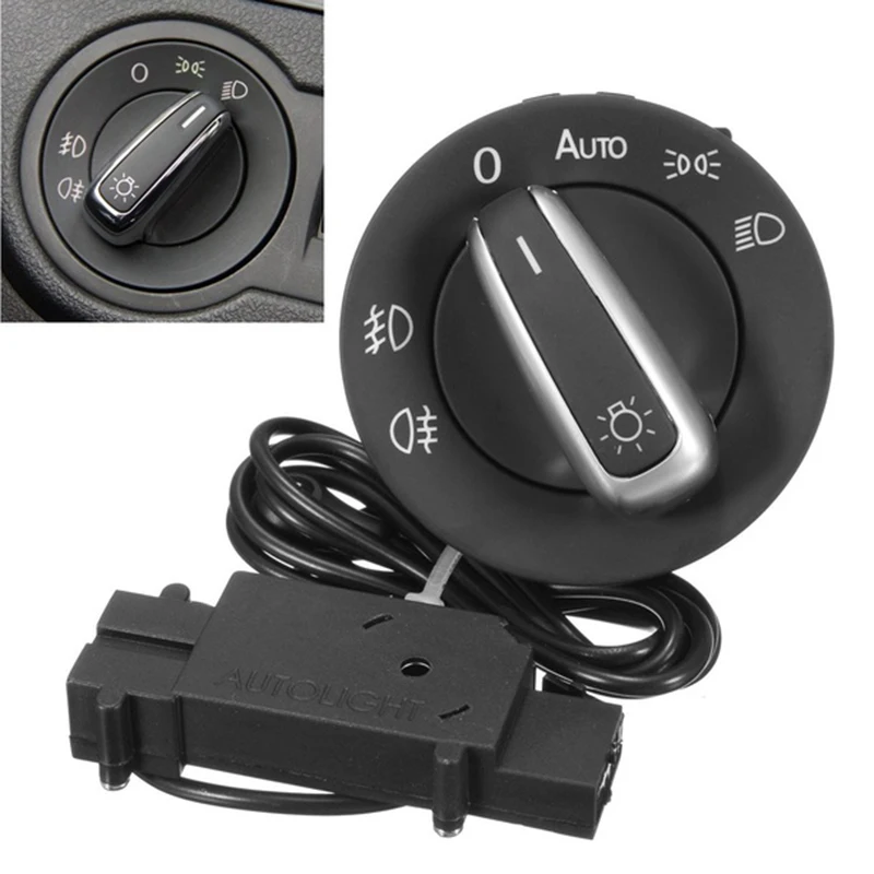 New Car Light Switch with Chrome Auto Sensor Light 5ND941431B for T5 Golf4 JETTA MK4 Bora Passat