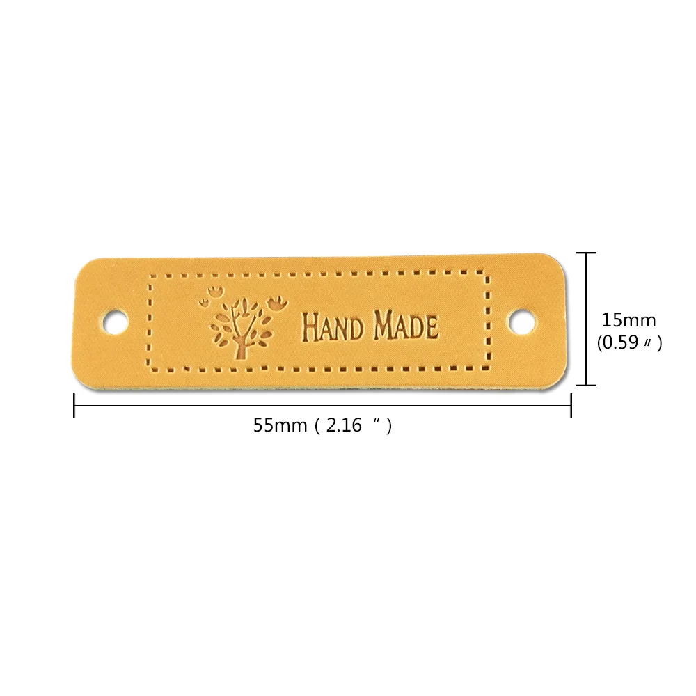 Lovely Tree With Bird Handmade Pu Leather Labels For Love Tree Clothing Handmade Tags For Hand Made Love Label Pu Leather Tag