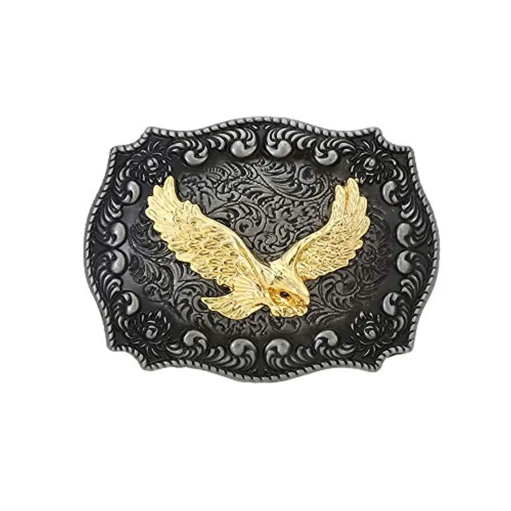 Gold eagle  rectangle shape belt  buckle for man western cowboy buckle without belt custom alloy width 4cm