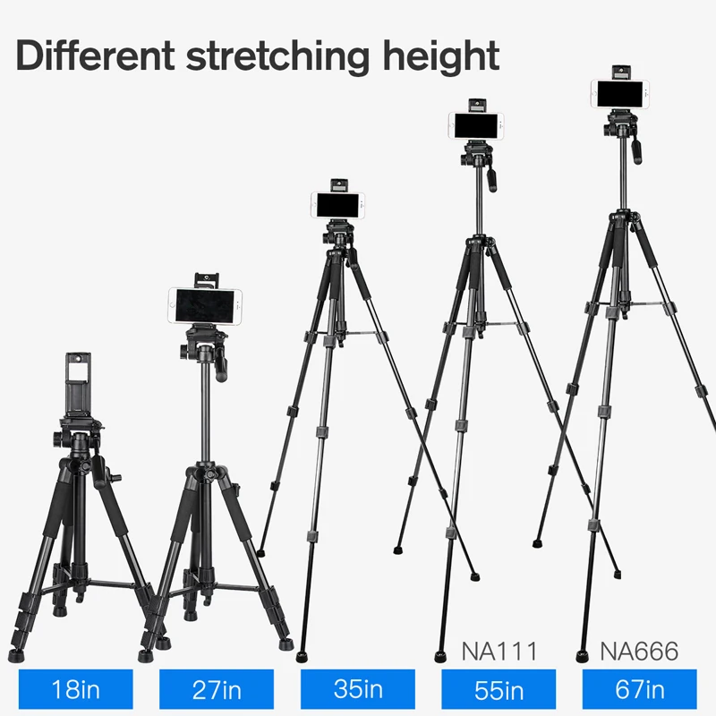 67in Camera Tripod Professional Photography Tripod Stand with Phone Holder Portable Travel Tripe for Canon Sony Nikon Cameras