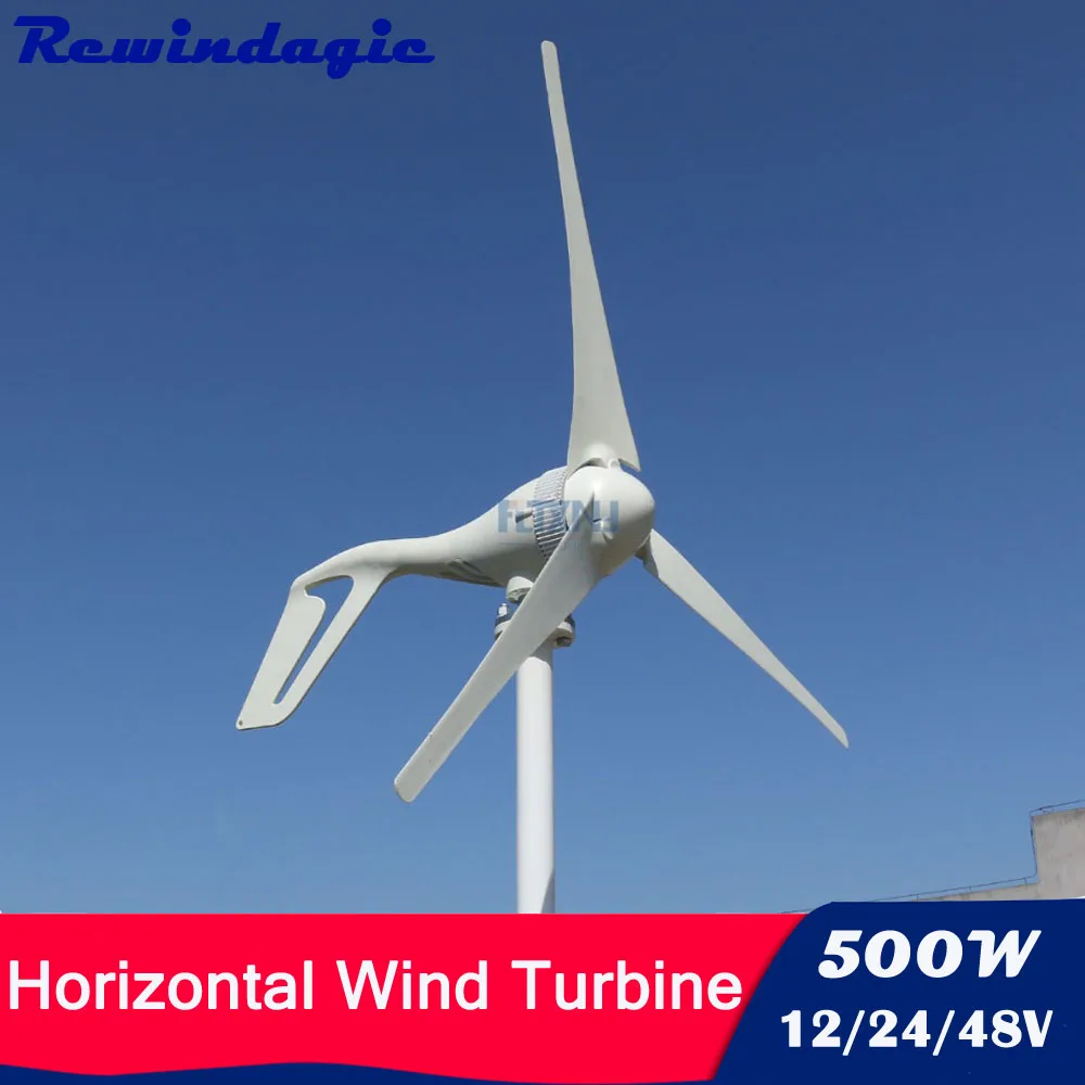 Free Power 500W Wind Turbines Generator 12/24V/48V 3/5 Blades With Waterproof Charge Controller for Home Boat Industrial Energy