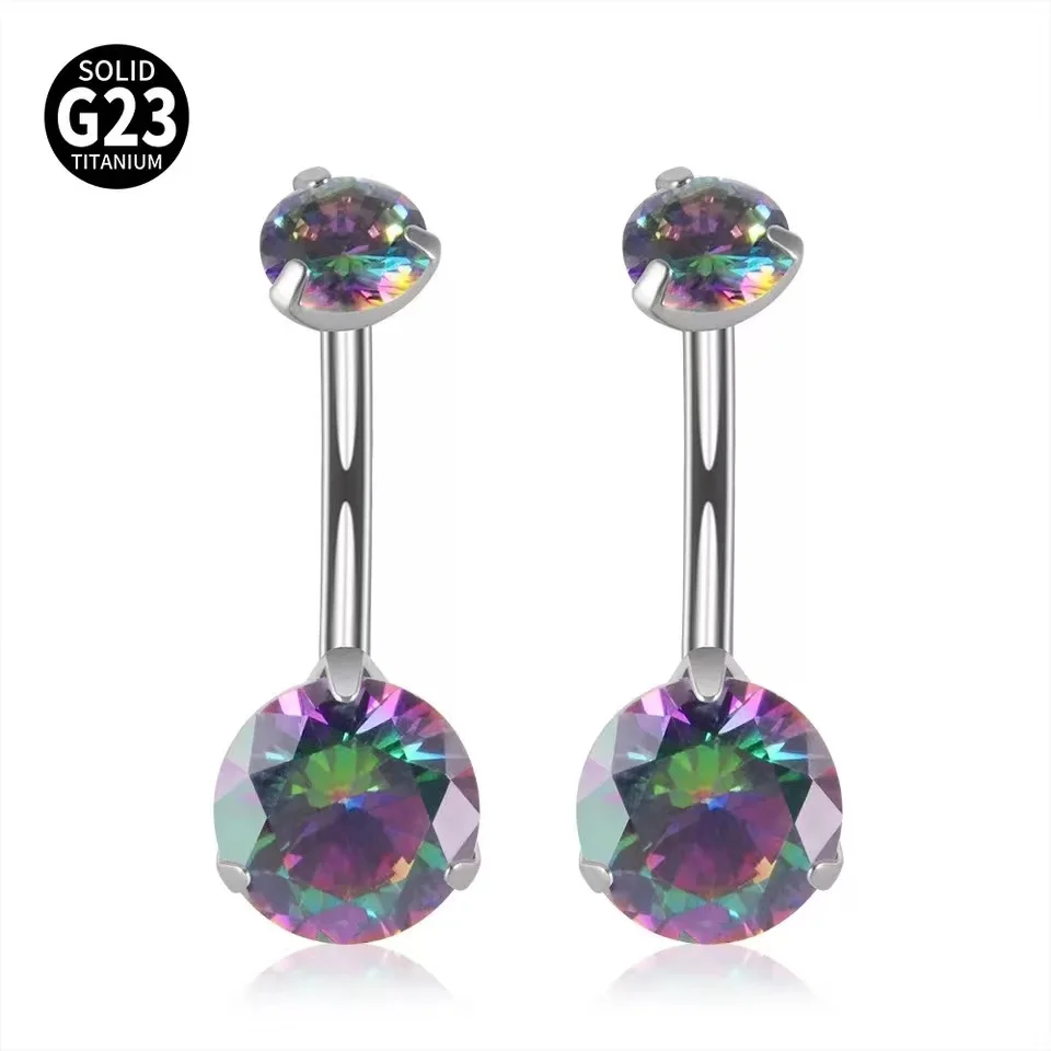 Bauchnabelpiercing ASTM G23 Titan Zirkone Nabelpiercing Ring Körperschmuck Super hübscher Bauchnabelring für Frauen – Detail 5