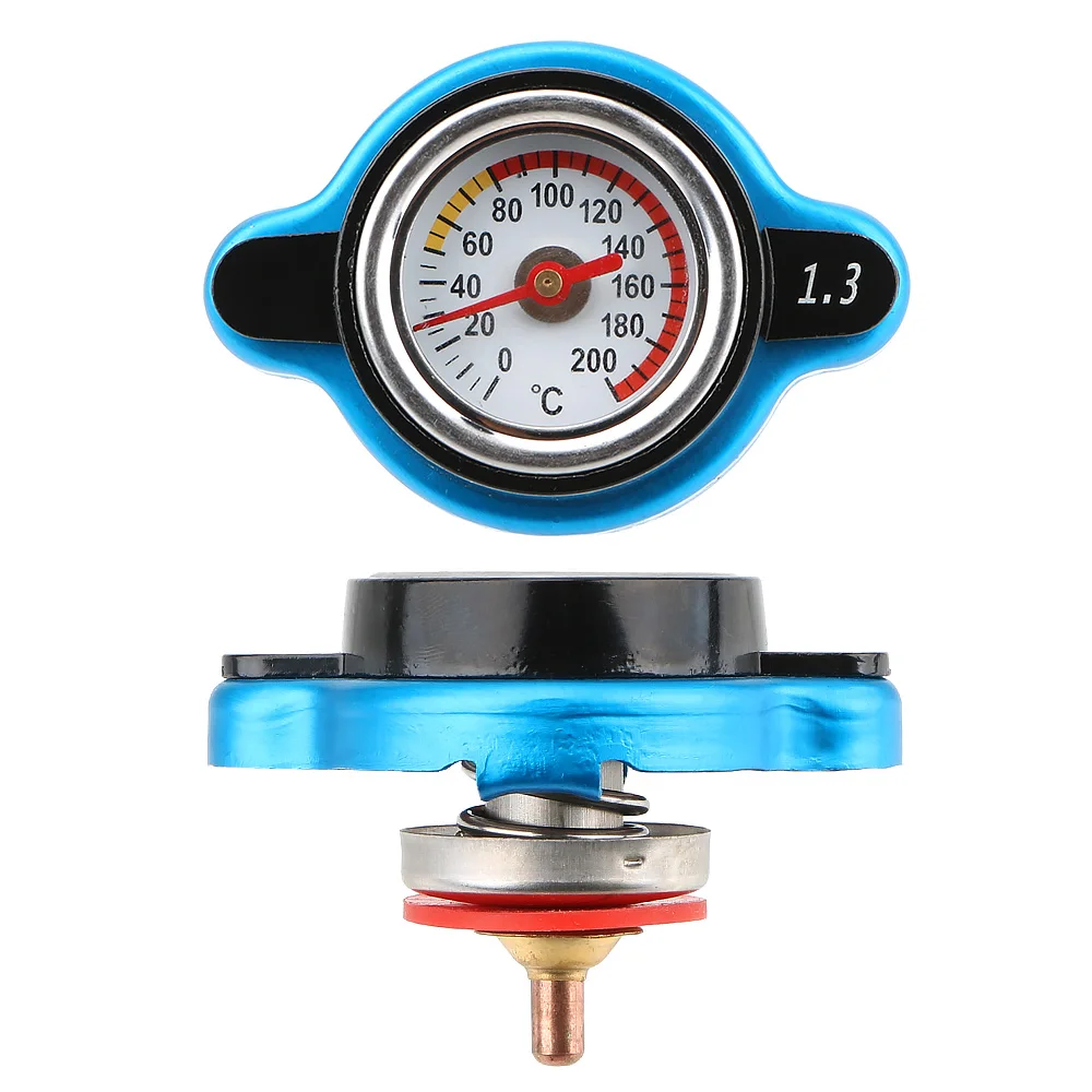 Car Accessories Tank Cover Replacement Temperature Gauge 0.9/1.1/1.3 Bar Thermo Radiator Cap Pressure Balance Function