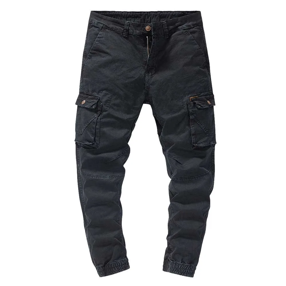 Primavera outono joggers calças de carga ocasional dos homens calças táticas bolsos streetwear estilo militar do exército roupas