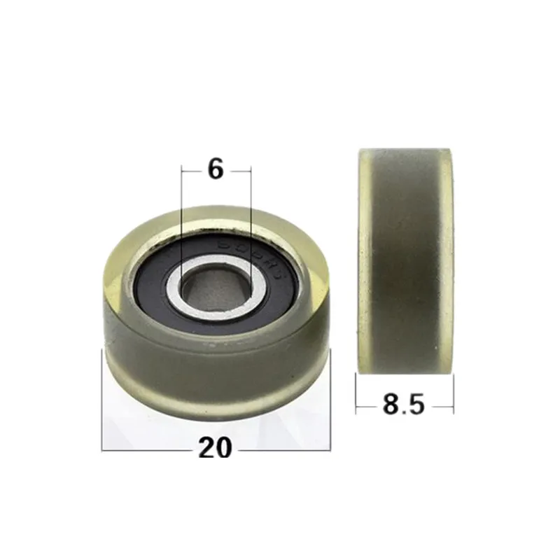 10pcs/50pcs 6*20*8.5mm Polyurethane PU 606 606RS Low Noise Roller Bearing Friction Pulley 6x20x8.5mm