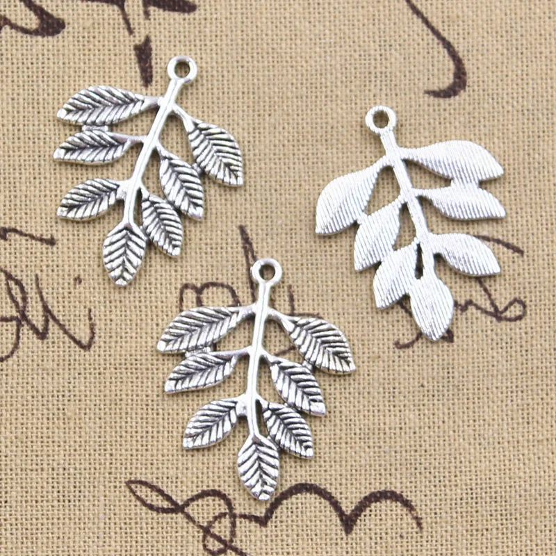 8pcs Charms Tree Leaf Branch 28x35mm Antique Making Pendant fit,Vintage Tibetan Bronze Silver Color,DIY Handmade Jewelry