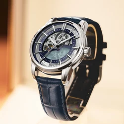 2026 Automatic Mechanical Watch OCHSTIN For Man Blue Leather Watches Men Fashion Business Luxury Wristwatch Luminous Male Clock