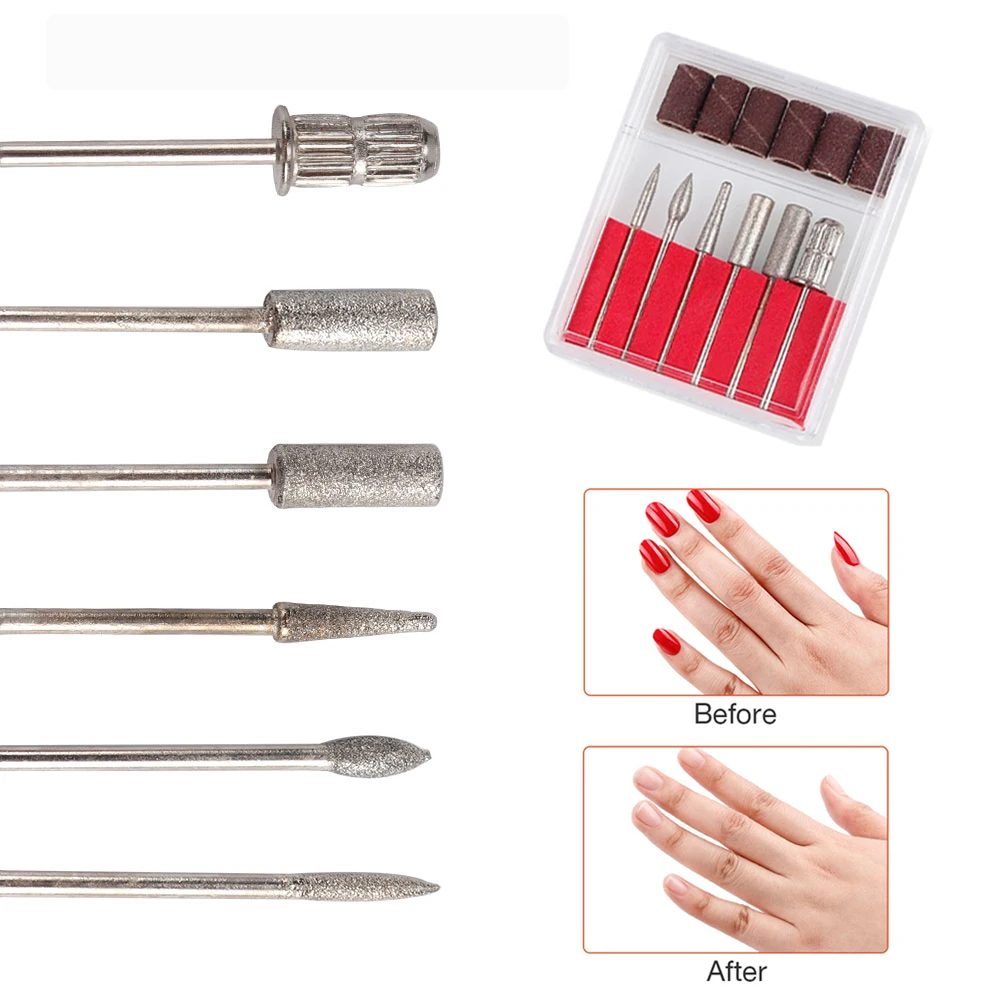 6Pcs/set Milling Cutter Stainless Steel Nail Drill Bits For UV Gel Polish Remove Drill Machine Pedicure Nails Manicure Tools