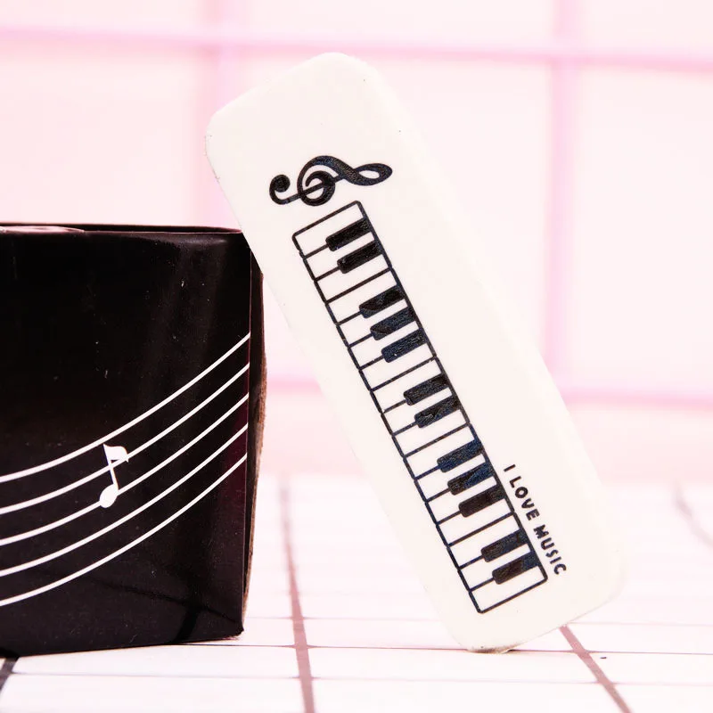 1pcs Cute Piano Note Pencil Eraser Rubber Novelty Stationery Gift for Kids School Office Supplies