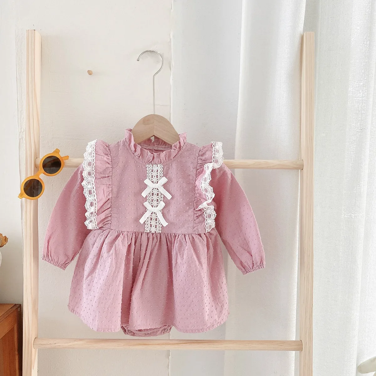 Sanlutoz Long Sleeve Baby Girls Bodysuits Lace Cotton Princess Toddler Girls Clothing Autumn Fashion