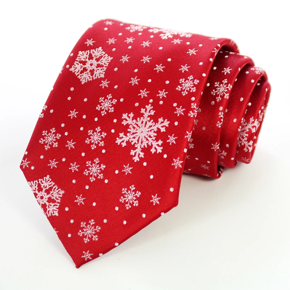 JEMYGINS Neuartige Weihnachtskrawatten, Weihnachtsmann-Schneeflocken-Krawatte, Rot-Grüne Seiden-Jacquard-Krawatte für Männer und Kinder, Weihnachtsgeschenk – Detail 23